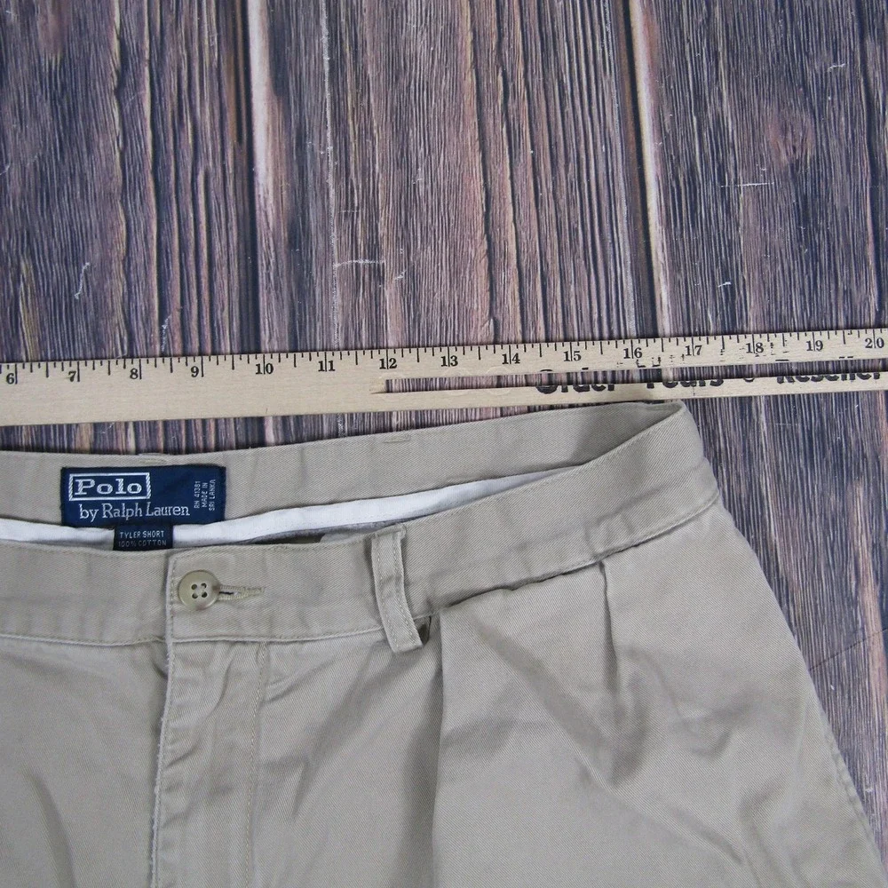 Polo Ralph Lauren Shorts Mens 36 Khaki Tyler Short Pleated Chino‎ Casual Cotton
